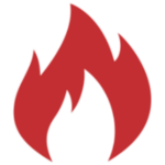 an icon of a flame, the icon is red