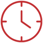an icon of a clock, the icon is red