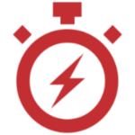 an icon of a stopwatch with a lightning bolt in the center, the icon is red