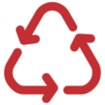 an icon of three arrows forming a triangle, the icon is red