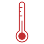 an icon of a thermometer, the icon is red